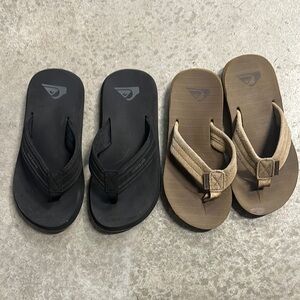 Quiksilver Little Boy’s Flip Flops in Black and Tan Set